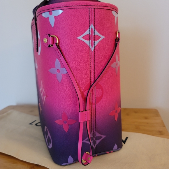 Louis Vuitton Midnight Fuschia Neverfull MM Monogram Giant Flower Bag **No Pouch - Picture 4 of 17